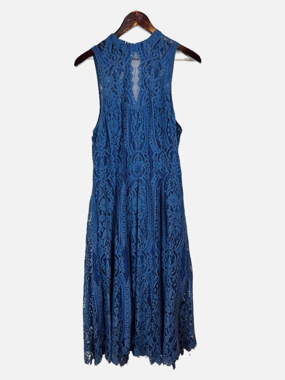 Free People | Blue Sleeveless Lace Midi Dress, M